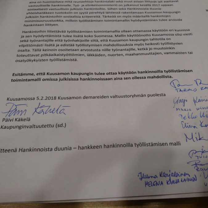 Kuusamon demareiden aloitteet